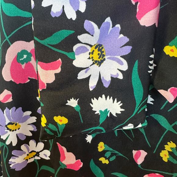 Kate Spade Black Floral Babydoll Mini Dress MEDIUM Bow Work Preppy Designer $300 - Picture 12 of 12